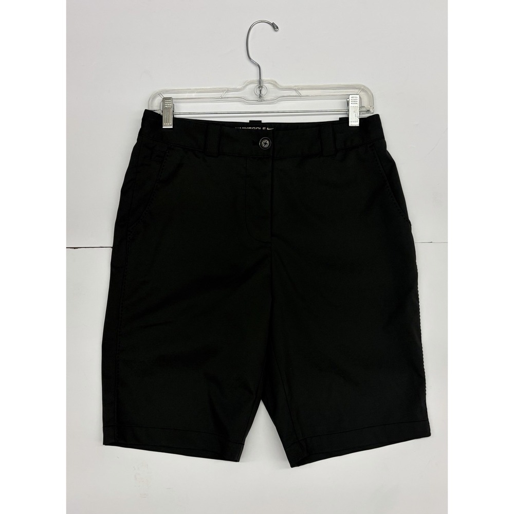 Nike GOLF Athletic Dri-Fit Flat Front Black Chino Shorts Womens Size 4